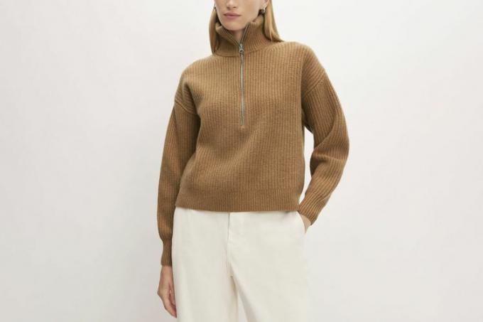 Sweter Everlane The Felted Merino z zamkiem błyskawicznym do połowy