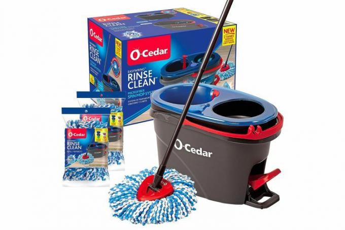 System czyszczenia podłóg z mopa obrotowego i wiaderka Amazon O-Cedar EasyWring RinseClean z mikrofibry