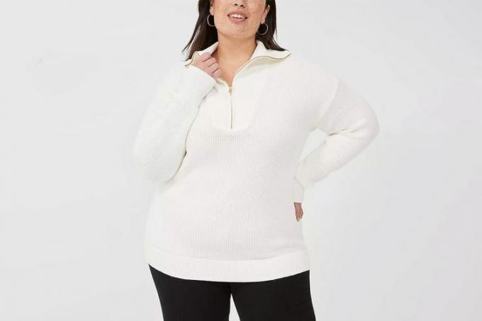 Sweter Lane Bryant z półotwartym dekoltem i zamkiem błyskawicznym