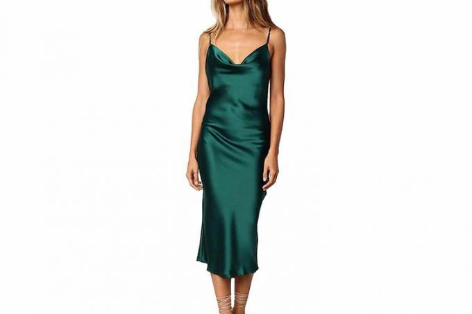 Damska satynowa sukienka bez rękawów z ramiączkami typu spaghetti Amazon Xxxiticat