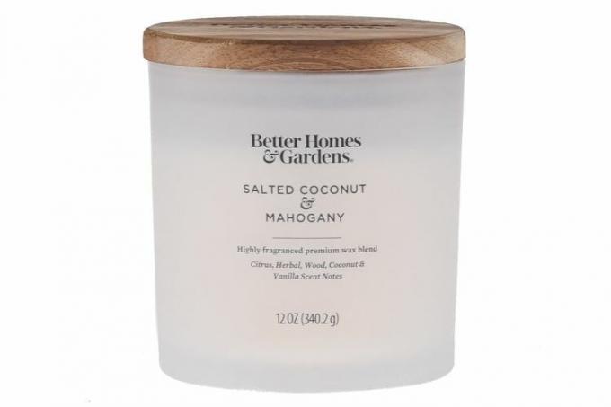 Walmart Better Homes & Gardens 12oz Solona świeca zapachowa z 2 knotami i solonym kokosem i mahoniem