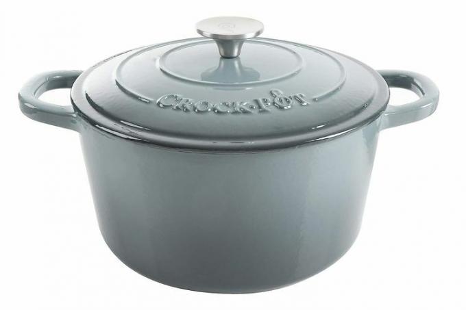 Amazon Crock Pot Artisan 5-kwartowy emaliowany żeliwny okrągły piekarnik holenderski, łupkowo-szary